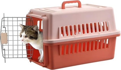 LLGJ-Pets Carrier, Kennel, 23 In. Long, Hard-Sided, for Dog/Cat up to 20 lbs, Suit for Airline/Road Travel (Orange)