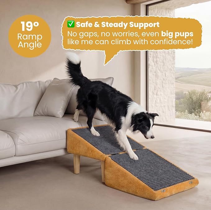3-in-1 Dog Ramp 18.9"×17.7"×18.9" with Storage – Pet Stairs for Senior & Injured Dogs & Cats, Hidden Storage Footstool, Ottoman Anti-Slip, Supports 220 lbs for Beds & Sofas