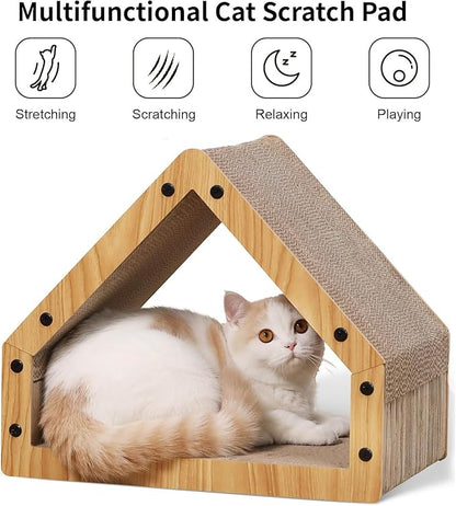 FUKUMARU Cat Scratcher House, Cozy Cardboard Design, Safe and Secure for Kittens, Eco-Friendly, 16.14 in Bevelled Surface, Maximum Load Capacity 22 Lbs