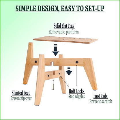 Stand for Automatic Dog Feeder - Large Dogs Suitable - Elevated Raised Dog Feeder Holder, Adjustable Platform for Dog Food/Water Bowl Dispenser - Bamboo