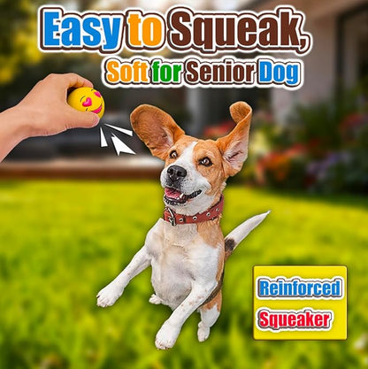 Latex Squeaky Dog Balls for Medium Breeds, 6-Pack Emoji Squeaky Dog Toys - 2.5-Inch Rubber Bouncy Fetch Toys, Assorted Colors for Indoor Outdoor Puppy Play