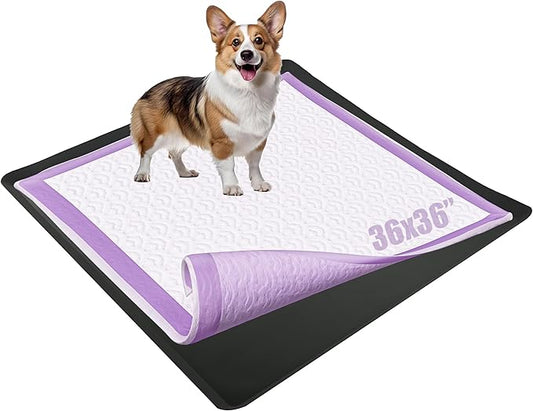TidyFriend Dog Pad Holder Tray for 36 x 36 Inches Training Pads - Silicon Wee Wee Holder, No Spill Pee Tray for Dogs - Easy to Clean and Store Perfect for Dog Potty (Black)