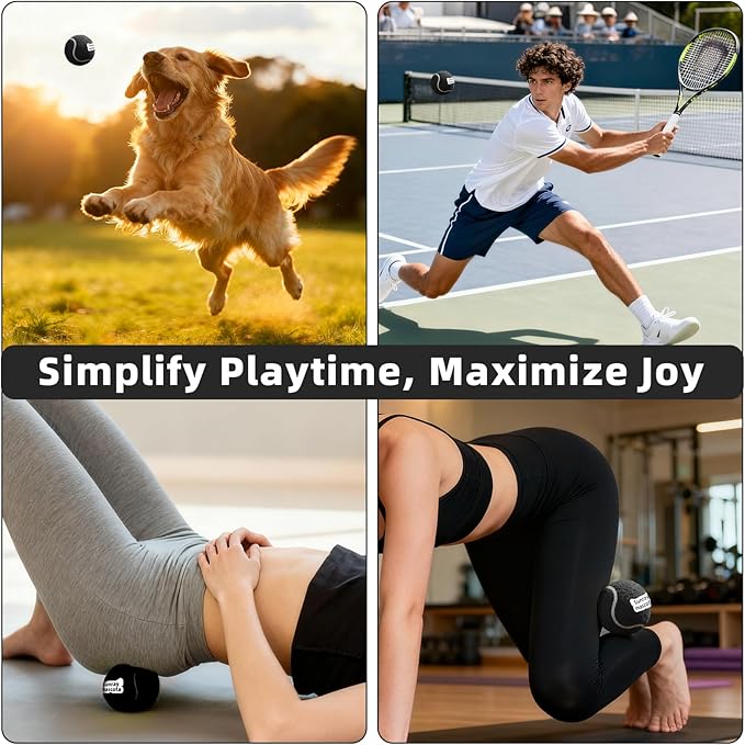 2.5" Dog Tennis Balls 6-Pack Silent Bounce, Tough Rubber Core, Durable Fetch & Training Toys for Indoor/Outdoor Play, for Small Medium Large Dogs (Black, 6 Pack)
