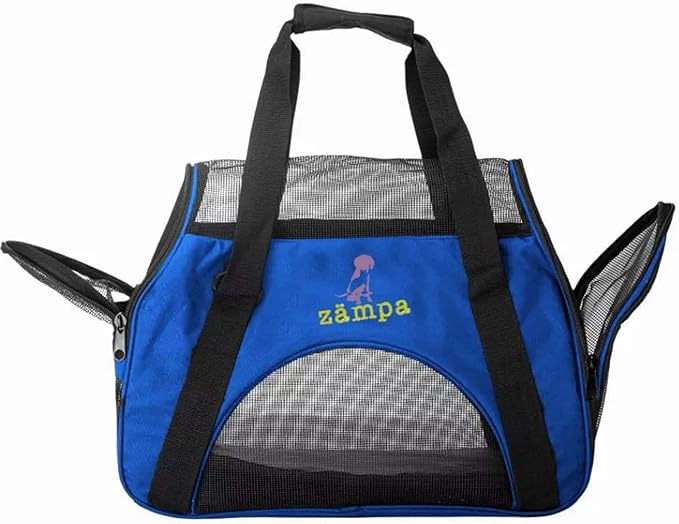 Airline Approved Soft Sided Pet Carrier by Zampa, Low Profile Travel Tote, Removable pad, Premium Zippers & Under Seat Compatibility, for Cats and Small Dogs (Medium) (Pink)