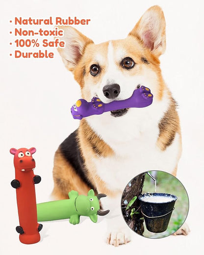 9" Squeaky Dog Toys - 3 Pack Funny Rubber Squeaky Toys, Latex Dog Chew Toys for Puppy