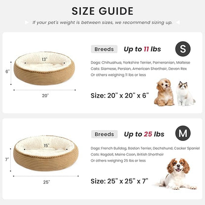 Love's cabin Round Donut Cat and Dog Cushion Bed, 25in Pet Bed for Small or Medium Dogs, Anti-Slip & Water-Resistant Bottom, Soft Durable Fabric Pet Beds, Washable Calming Cat Bed Camel Stripe