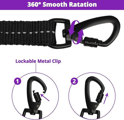 jenico Long Dog Leash 25FT: Heavy Duty Nylon Rope Leashes for Dogs Training with Reflective Threads Bungee and Padded Handle - Dog Lead for Large Small Medium Dogs Outside Walking Hiking