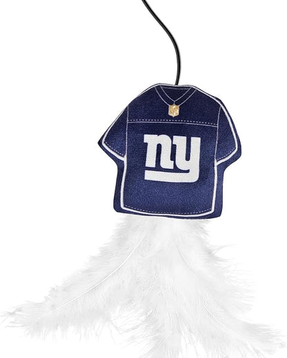 NFL New York Giants Team Jersey Wand with CAT NIP, Cat Toy Jersey Shaped Plush Teaser Toy for Cats & Kittens - Interactive Pet Toy for Play & Exercise