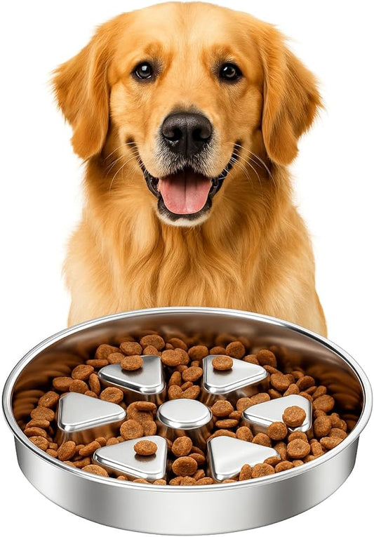 Kactoily 304 Stainless Steel Slow Feeder Dog Bowl, 2.5 Cups Non-Slip Pet Bowl, Raised Design for Slow Eating & Digestive Health - Perfect for Medium Large Dogs