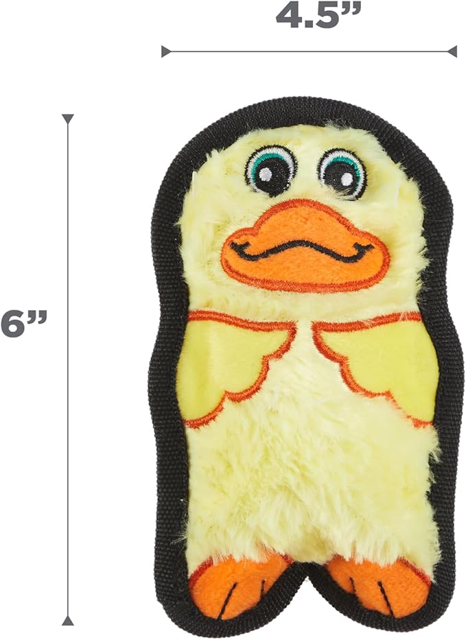 Outward Hound Durablez Minis Stuffing-Free Squeaky Interactive Dog Toy, Tough Plush, Duck, Yellow, XS (Pack of 2)