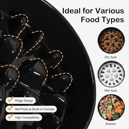 Sted Ceramic Slow Feeder Dog Bowls for Medium Large Breed, Slow Feeding Dog Bowl, Dogs Food Bowls for Fast Eaters, Puzzle Dogs Food Bowl with Silicone Base, Maze Black