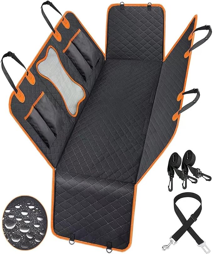 HYPERAX Dog Car Seat Cover for Back Seat, Pet Travel Hammock for Universal Size Fits for Car/Truck/Pick UP/SUV,Waterproof Backseat Protection for Dog/Cat Travel, Durable with Mesh Window
