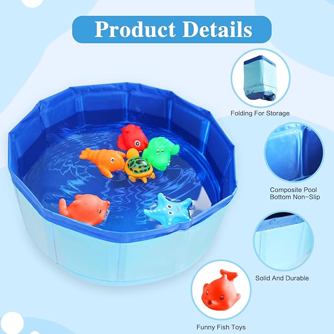Obfuscate Cat Pool Toy,Portable Cat Water Toy with Interactive Fish Toys,Engaging Interactive Cat Toys for Indoor Cats,6 PCS Blue Set for Bored Cats