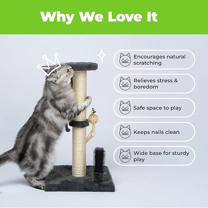 Best Pet Supplies Catify Cat Scratcher, Fun Interactive Scratchers, Posts, Poles, Claw Safe, Furniture Saver Indoor Play Support Natural Cat Behaviors Heavy Duty - Gray, 15.71 x 15.71