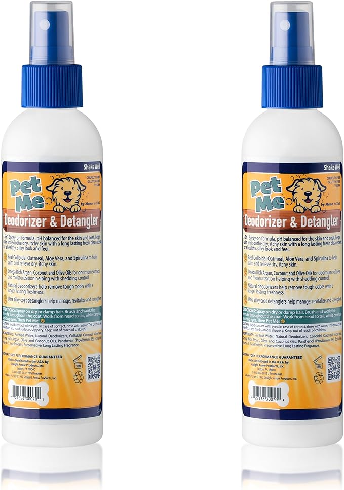 Mane 'n Tail Pet Me Deodorizer & Detangler with Real Colloidal Oatmeal, Aloe Vera and Spirulina (2 Pack)