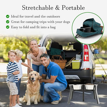 SHAINFUN Elevated Dog Bowl Stand for Medium Large Breeds, Adjustable Width for 7-10.6" Wide Bowls, 11" Tall Holder, 2-in-1 Raised Feeder (Bowl Not Included)