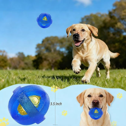Dog Ball Toy for Chewing and Treat Dispensing - Toug Rubber Puppy Chew Toys Interactive Puzzle Balls for Teething & Slow Feeding, 3.5 Inch (Blue)