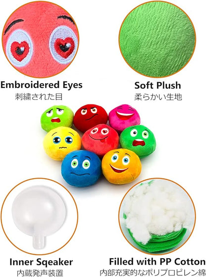 SCHITEC Squeaky Dog Toys, [8 Pack] Soft Stuffed Plush Balls with Squeakers, Interactive Fetch Play for Puppy Small Medium Pets