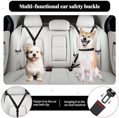 Heavy Duty Multifunctional Adjustable Hands Free Dog Leash - Durable Reflective Stitches, Car Safety Buckle Waist Leash for Dog Walking, Running, Hiking - 5-7FT