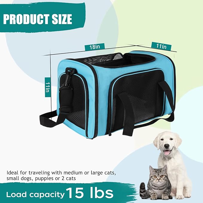 Top tasta Dog Cat Carrier Pet Carriers for Small Medium Large Cats Dogs Carrier Soft Sided Small Puppy Dog Carrier Portable Foldable Airline Approved Dog Cat Travel Carrier Blue Medium