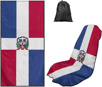 SEANATIVE Breathable Car Seat Towel Cover Sweatproof Automotive Towel - Sweat Towels for Workout, Running & Outdoor Adventures, Flag of the Dominican Republic