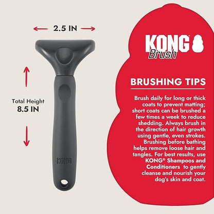 KONG 4-in-1 Interchangeable Dog Grooming Tool – Rake, Slicker, Comb & Pin Brush Heads, Versatile All-in-One Design, Non-Slip Handle, for All Coat Types, Red/Gray