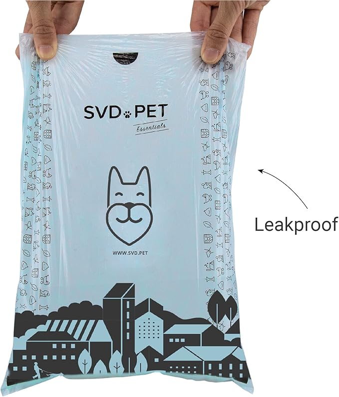 SVD.PET Dog Poop Bags, 120 Unscented Doggie Poo Bags, with Waste Bag Holder, Extra Thick With 100% Leak-Proof Guarantee (8 Rolls, 120 count)