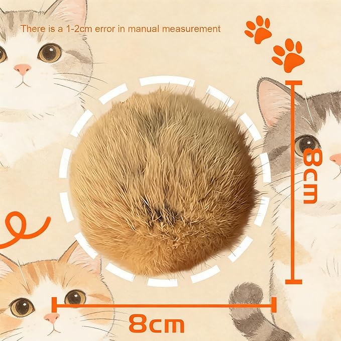 Rabbit Fur Ball Cat Toy, Soft Fluffy Cat Toy Ball, Soft Plush Cat Toy Balls for Bunny Kicks & Chase Games, for Indoor Fun to Chase