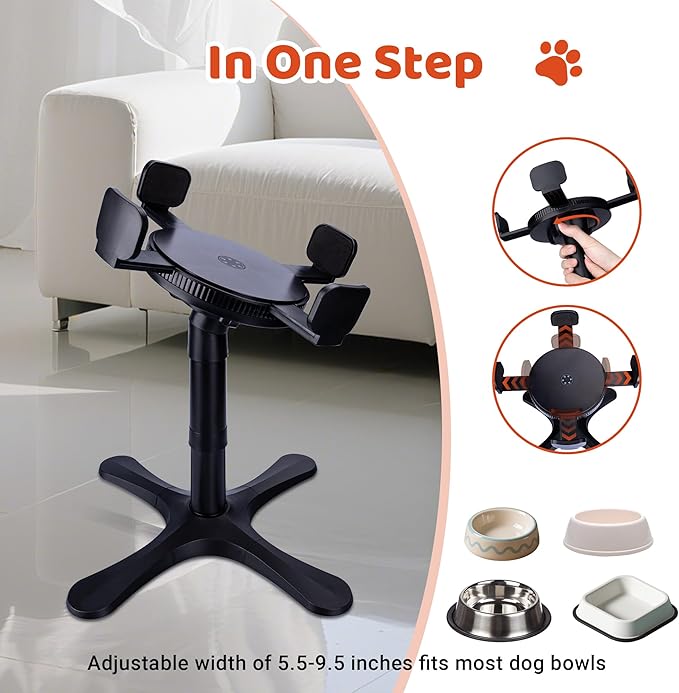 Elevated Adjustable Dog Bowl Feeding Stand, 3 Heights and Tiled Ajudst, Compatible with Moost Feeding Bowls, Great for Medium Large Dogs(1 Pack)