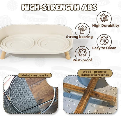 Raised Dog Feeder Bowl Stand - Elevated Dining Table for Small and Medium Dogs and Cats - Fits Food and Water Dish up to 6" Diameter - Grey (Bowls Not Included)