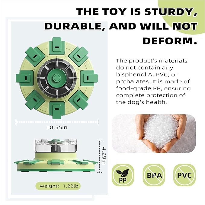 KADTC 2 Levels of Challenge Dog Puzzle Feeder Toy U.S. Brand & Design Spin-to-Release Treat Dispenser For Small Medium Large Dogs Boredom Buster Mental Stimulation Enrichment Slow Feeding Puzzles Toys