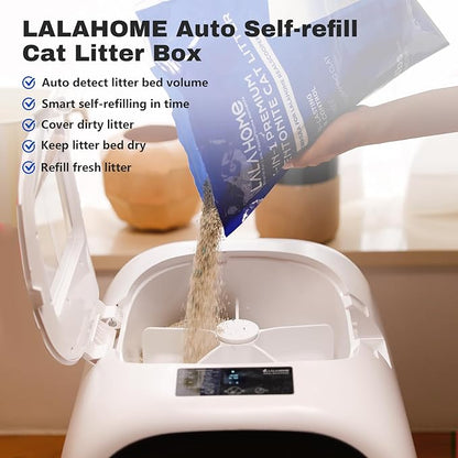 Self-Cleaning Litter Box 80L Auto Refill Self-Refilling Robot Automatic for Multiple Cats(3-20lb), Rake Design ScoopFree, 6 x Safety Sensors, Anti-Leakage, Odor Control, 5G WiFi App