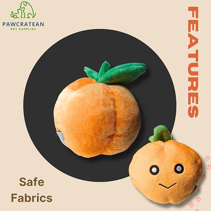 7" Squeaky Plush Toy for Puppies Small Dogs Self Etertainment Washable Soft Made [PET ONLY] (Little Pumpkin)