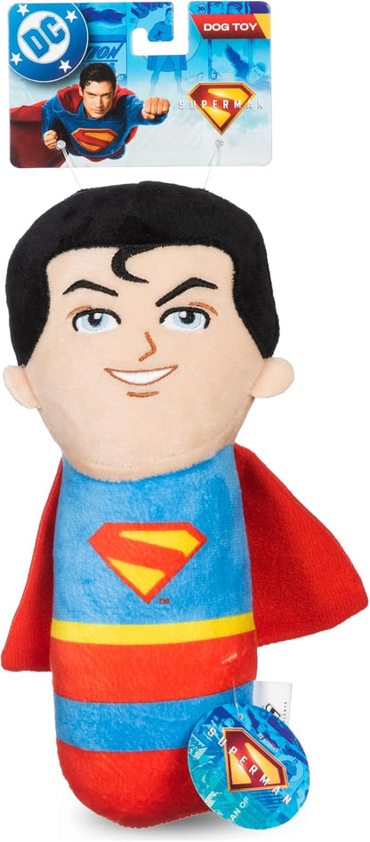 DC Comics Superman 8” Plush S-Shield Toy for Dogs with Squeaker, Inspired by The Film, Officially Licensed DC Super Heroes Pet Product
