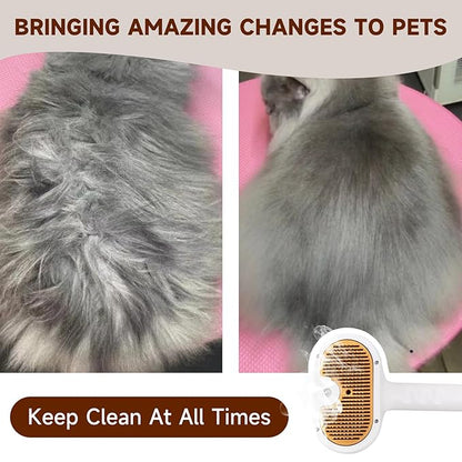 Pet Steam Brush for Dog & Cat – 3-in-1 Spray Hair Removal Comb for Shedding & Grooming, Softens Fur & Reduces Static – Water Brush for Long & Short Coats, Bath-Hating Pets, Includes Waterless Shampoo