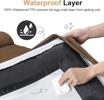 Large Dog Bed Orthopedic Washable: Beds Bolster XXL Bed Big XLarge Dogs Egg Crate Foam Sofa Couch Waterproof Removable Cover - Dark Coffee