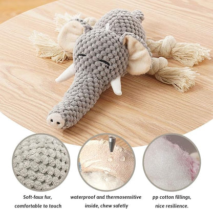 Plush Dog Toy, Squeaky Interactive Puppy Dog Toys with Crinkle Paper, Durable Chew Toys for Small and Medium Dogs with Mouse Shape(Medium, Elephant)