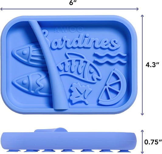Awoo Sardina - Silicone Dog & Cat Lick Mat + Slow Feeder with Suction Cups - Non-Slip, Dishwasher Safe Pet Dish - Extends Mealtime for Fast Eaters & Reduces Anxiety - for Wet & Dry Food (Cobalt)