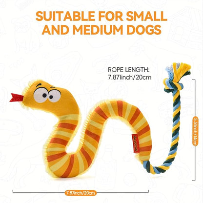 AUSCAT Plush Dog Rope Toy, Durable Squeaky Dog Toys for Puppy Small Medium Dogs (Not for Aggressive Chewers), Snake