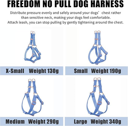 Soft Leather No Pull Dog Harness - Adjustable Step in Dog Harness with Rose Gold Heavy Duty Metal Buckle, Freedom Nylon Dog Halter Vests for Small Medium Large Dogs Easy Walking Training (Purple,L)