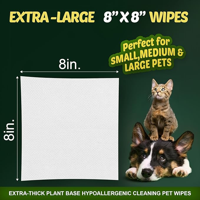 Dog Wipes for Paws and Butt – Hypoallergenic XL Dog Paw Cleaning Pet Wipes for Dogs and Cats, Deodorizing & Grooming for Body, Ears and Face, Lavender, 100 Count