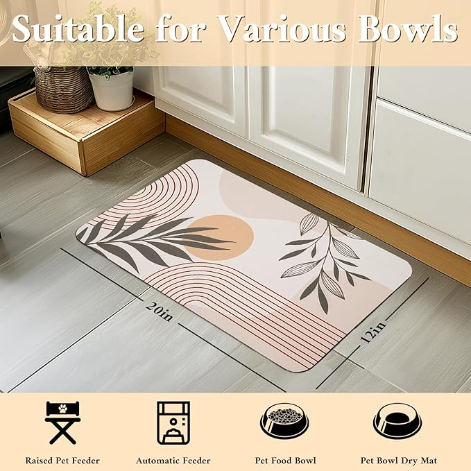 Dog Food Mat for Floors Waterproof Quick Dry Pet Placemat Cat Feeding Bowls Mats for Food and Water, Eco-Friendly Dog Accessories Diatomite Pets Supplies 12" X 20"