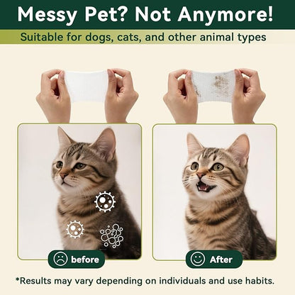 Pets Cleaning Wipes for Dogs & Cats, Unscented Hypoallergenic Grooming Wipes with Coconut Oil, No-Rinse Deodorizing & Hydrating for Paws, Body & Butt, Travel Pack 7.9"x5.9", 20ct