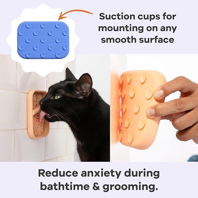 Awoo Sardina - Silicone Dog & Cat Lick Mat + Slow Feeder with Suction Cups - Non-Slip, Dishwasher Safe Pet Dish - Extends Mealtime for Fast Eaters & Reduces Anxiety - for Wet & Dry Food (Cobalt)