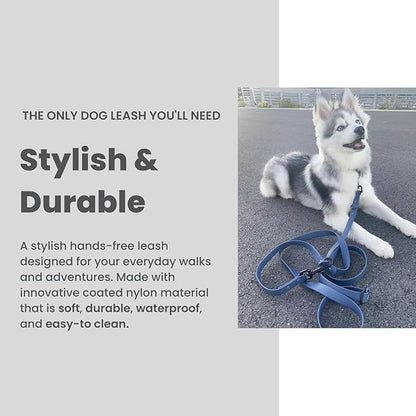 Hands-Free Waterproof Dog Leash, Adjustable Waist & Crossbody Dog Leash for Running, Walking & Hiking (Blue, 8 FT)