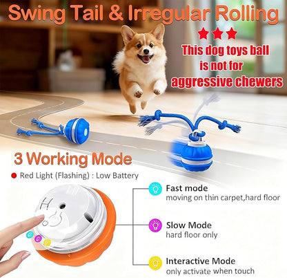 2pcs P06 Interactive Dog Toys Dog Balls, Electric Automatic Moving and Rolling Dog Toy with Rope for Small Medium Dogs, Fun Smart Puppy Toy s for Boredom & Training, Dog Toys to Keep Them Busy (B+O)