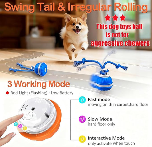 P06 Interactive Dog Toys Dog Balls, Electric Automatic Moving and Rolling Dog Toy with Rope for Small Medium Dogs, Fun Smart Puppy Toy s for Boredom & Training, Dog Toys to Keep Them Busy (Orange)
