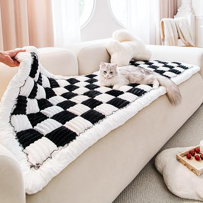 Backseat Extender Pet Bed Mat, Deluxe Dog Bed for Car Back Seat, Non-Slip Dog Mat for Truck Back Seat Cover with Hard Bottom, Plaid Backseat Dogs Bed for Car Trucks SUVs (57.8" * 26.7" inch)
