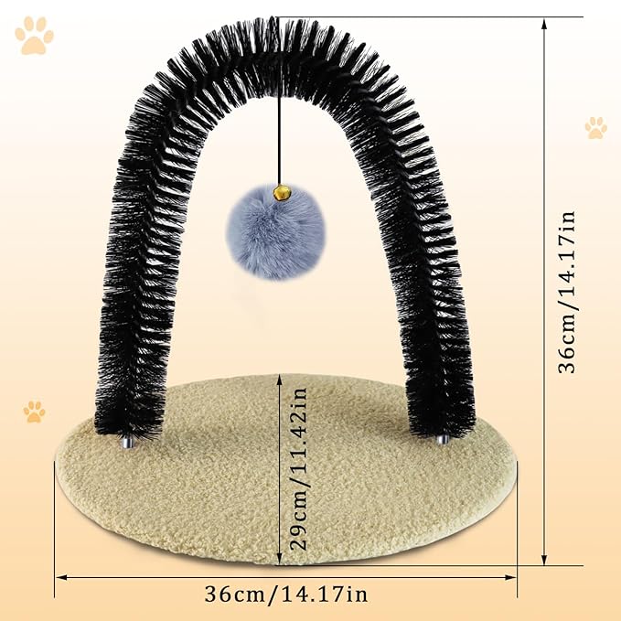 Cat Self-Groomer, Arch Grooming Brush with Scratching Toy, Cat Hair Massage and Grooming Station