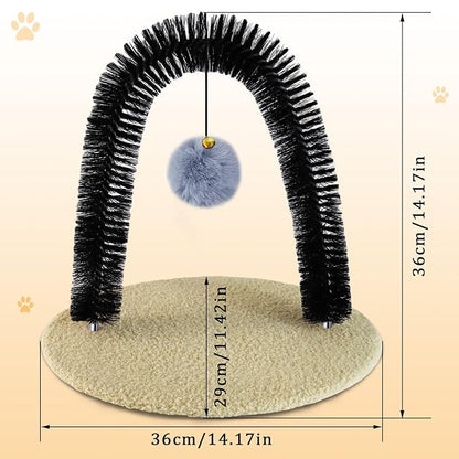 Cat Self-Groomer, Arch Grooming Brush with Scratching Toy, Cat Hair Massage and Grooming Station